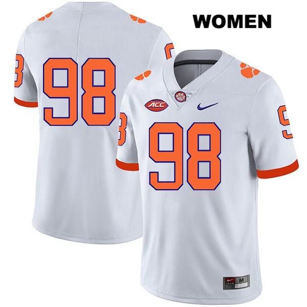 Women's Clemson Tigers #98 Steven Sawicki Stitched White Legend Authentic Nike No Name NCAA College Football Jersey EWW4046AB